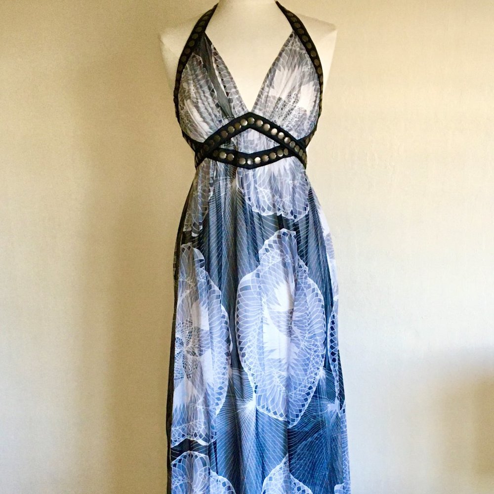 BeBe extra small black/white backless print dress